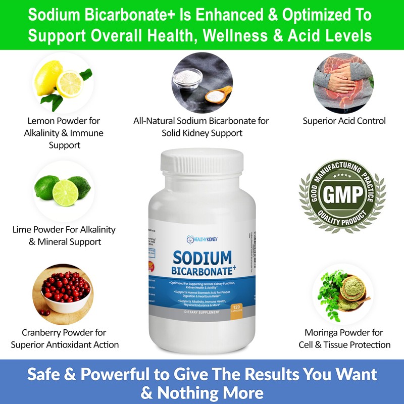 Organic Sodium Bicarbonate Alkaline 650 mg Capsules - Enhanced Kidney
