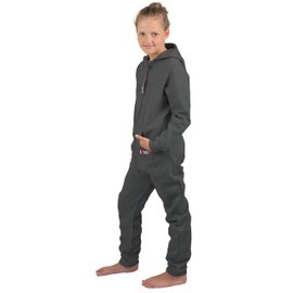 Gennadi Hoppe Children's Jumpsuit - Boys, Girls Relaxpiece One-Piece Jumpsuit Jogging Suit Tracksuit, dark grey
