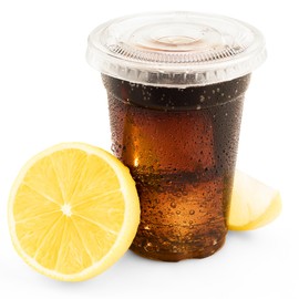 Clear Cups With Lids / 9 oz. Clear Plastic Cups with Lids / Clear Disposable Cups / Ice coffee cups & Bubble Boba Tea Cups / Cup with Lid for Cold Drinking & Smoothie Pack of 50