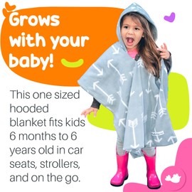 Birdy Boutique Car Seat Poncho for Kids – Safe to Use Over Seat Belts – Reversible Warm and Cozy Blanket – Easy on Easy Off and Doesn’t Impact Car Seat Performance – Gray Arrows – One Size