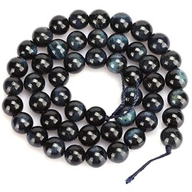 Cuentas de Piedra de Ojo de Tigre, 48 Piezas cuentas redondas azules negras Cuenta de ojo de tigre Pulsera de joyería de bricolaje Fabricación de accesorios para sus amigos