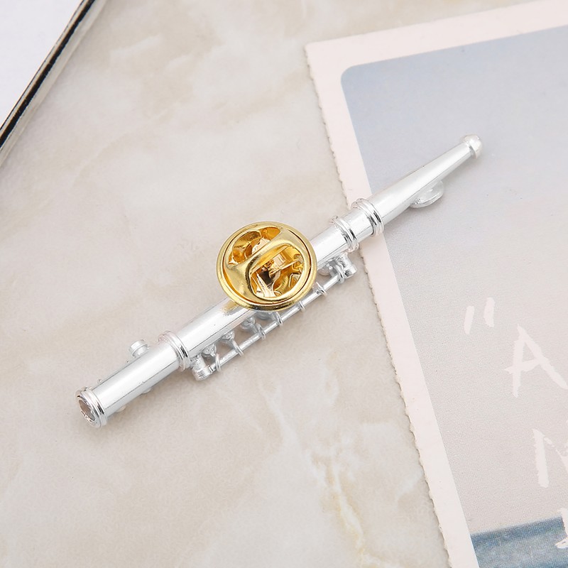 Mini Flute Shaped Musical Instrument Brooch Pin Accessory for Gift