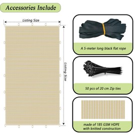 Junflying 90% Shade Cloth 12x24 FT, UV-Resistant, Breathable Sun Shades Fabric with D-Rings, Permeable Sunshade for Patio, Pergola, Backyard, Deck, Garden. Beige