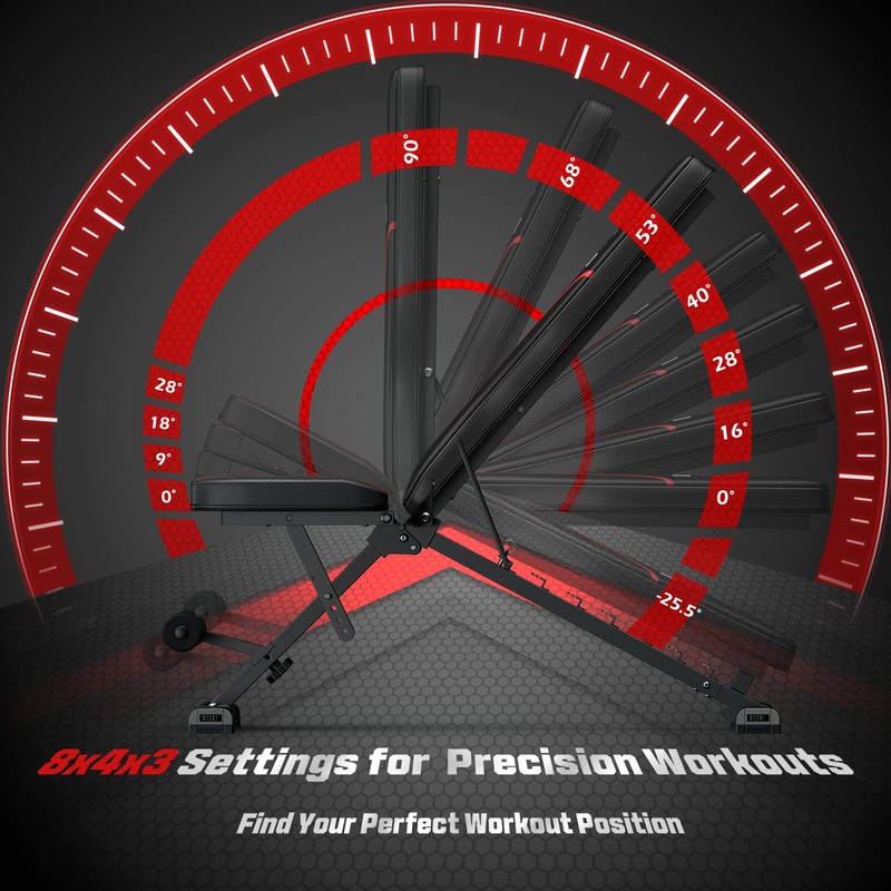 FLYBIRD Adjustable Bench,Utility Weight Bench for Full Body Workout- Multi-Purpose