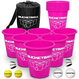 BucketBall | Team Color Edition | Combo Pack (Pink/Pink): Original Yard Pong Game: Best Camping, Beach, Lawn, Outdoor, Family, Adult, Tailgate, Jumbo, Giant Game