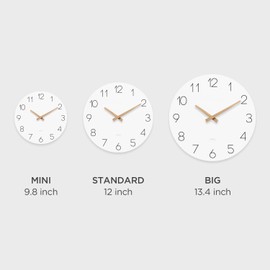 mooas Flatwood Wall Clock (Wood Mini), 9.8" Silent Non-Ticking Sweep Movement Decorative Battery Operated Wooden Wall Clock for Home Living Room Kitchen Bedroom Office School Cafe