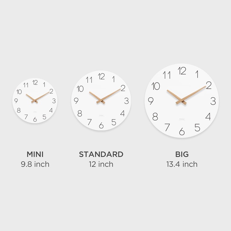 mooas Flatwood Wall Clock (Wood Mini), 9.8" Silent Non-Ticking Sweep