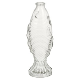 Kichvoe Fish Shaped Decorative Bottle Glass Vase with Cork Stopper 10.23X3.93X2.75In Clear Animal Shape Flower Vase for Home Desktop Decoration