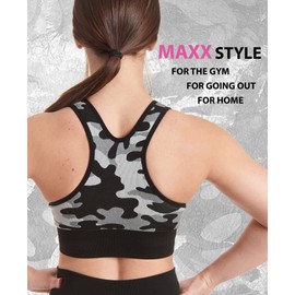 MAXXIM Women's Racerback Seamless Sports Bra Camo for Gym Workouts, Yoga, Running, Biking, Exercise X-Large