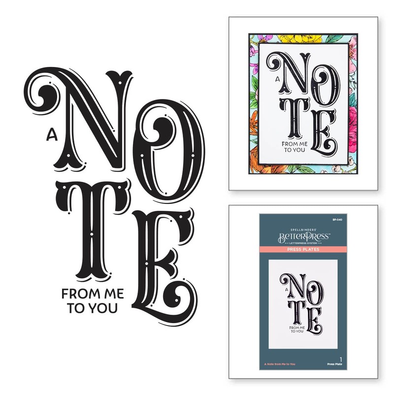 Spellbinders A Note from Me to You Betterpress Plate, Metal,