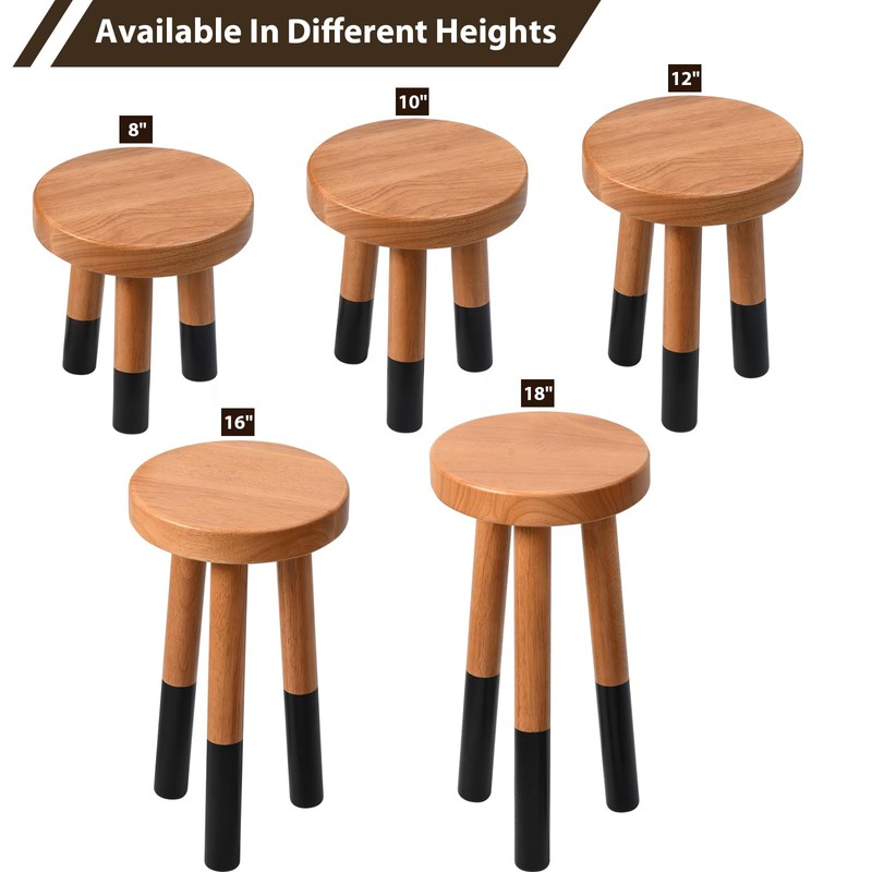 JOLLYMER Rubber Wood 9” Round Plant Stand |Dip Dyed Plant