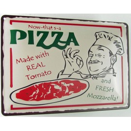 Tin Sign 20 x 30 cm Curved Pizza Fresh Tomato Mozzarella Decorative Gift Sign