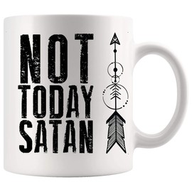 Funny Mug Joke Gag Gift - Not Today Satan Christian Faith Believer Funny Bible T-Shirt 11Oz Mugs Cups