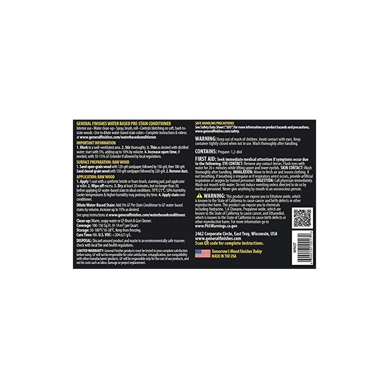 General Finishes Water Based Wood Stain, 1 Pint, Natural