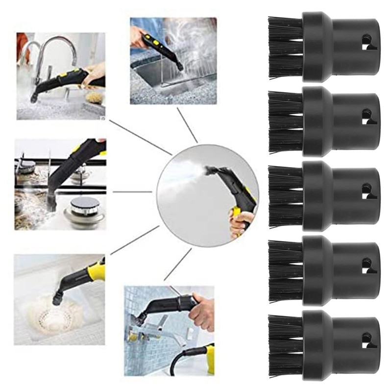 5-Piece Set Steam Cleaner Cleaning Brushes, Black Steam Mop Brush