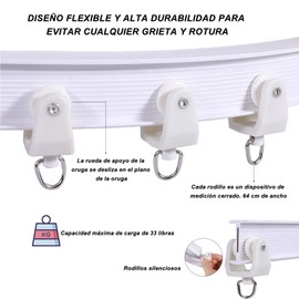 ALIMOTA Cortineros de Baño Flexibles para Techo y Pared - Fácil Instalación y Diseño Versátil - Soporte de Techo Incluido(3 metros / 9.8 pies)
