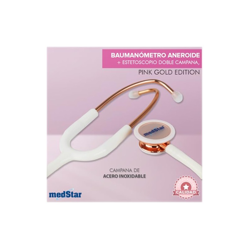 Kit Baumanómetro con Estetoscopio de Doble Campana de Lujo (Rosa-Pink