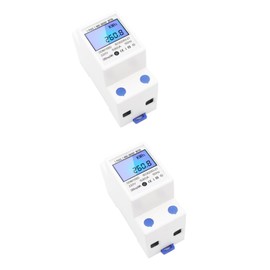 Housoutil 2pcs Energy Meter 220v 50hz Multifunction Wattmeter LCD Display for Circuit Measurement