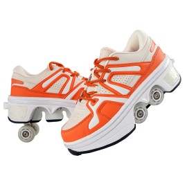 Hot Seller High-Quality 4-Wheel Deformation Kicked Kids Outdoor Roller Skate ShoesColor: Pink, Shoe Size: 36