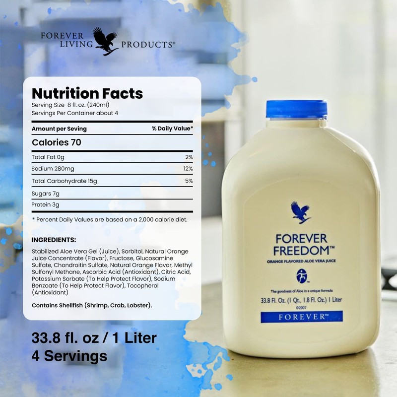 Forever Freedom Orange Flavored Aloe Vera Juice 33.8 FL OZ