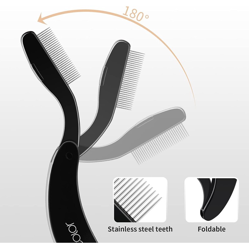 Docolor Foldable Eyelash Comb Stainless Steel Teeth Eyebrow Brush Steel