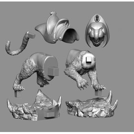 UNPAINTED He-Man Masters of the Universe Cringer Battle Cat 3d Printed Model Kit