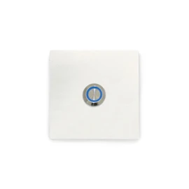 KTC-Home Premium Doorbell Traffic White – LED Push Button Blue – Size: 8 x 8 cm – RAL 9016 – UV and Weather Resistant – Powder Coated