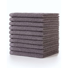 Lumimi Hand Towel, 100% Cotton, Fluffy, Approx. 13.4 x 13.4 inches (34 x 34 cm), Set of 10, Gray), Fast Absorption, Quick Drying, Hotel Specifications, Durable, Commercial Use, Salon, Bathing, Soft,