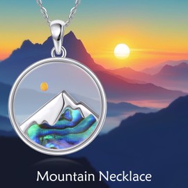 POPLYKE Mustard Seed Necklace 925 Sterling Silver Abalone Shell Mountain Pendant Necklace for Women Christian Jewelry Your Faith Can Move Mountains