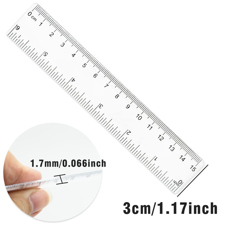 10 Pack Clear Plastic Ruler Kit - Transparent Straight Ruler