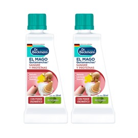 Dr. Beckmann, El Mago Quitamanchas Sangre y Proteínas, Elimina Manchas de Huevo, Lácteos, Helado, Calidad Alemana, 2 Botellas de 50 ml