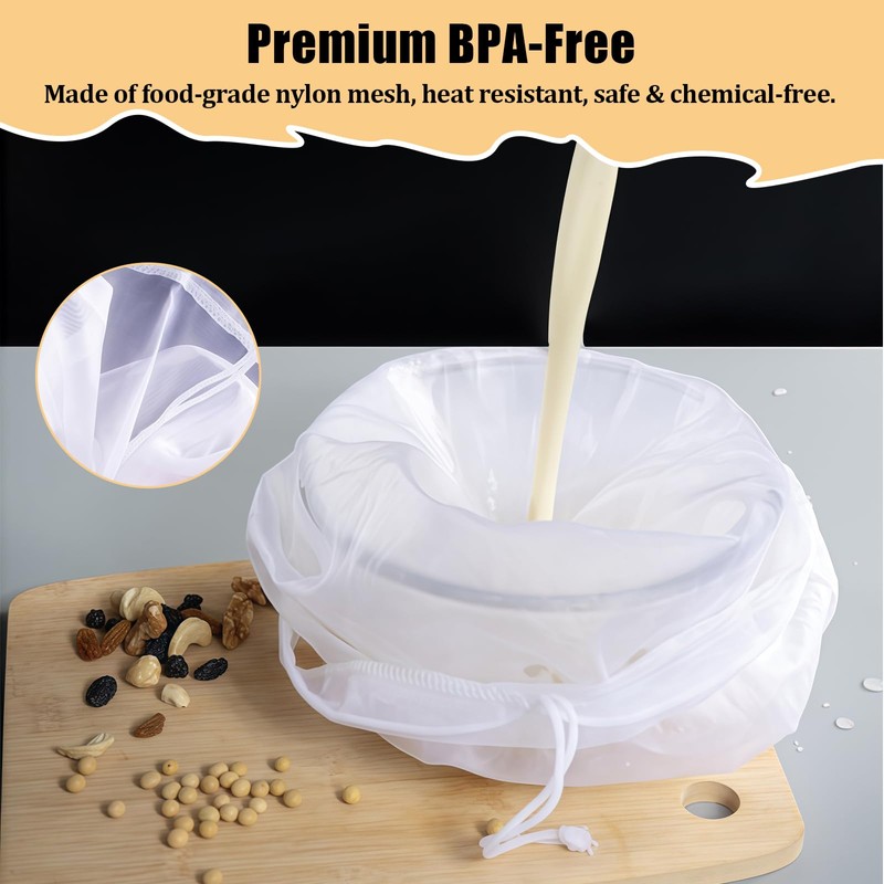 Nut Milk Bag Reusable 3 PCS 12" x 10" Food