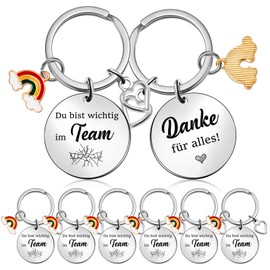 Tenare Pack of 8 Key Rings for Colleagues, Team Gift Set for Colleagues du Bist Wichtig im Team Danke für Alles Dankeschön Gift, Leaving Gift for Colleagues, Job Change, Retirement, As shown in the