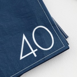 Ginger Ray 40th Birthday Navy Paper Napkin - 40 - Blue