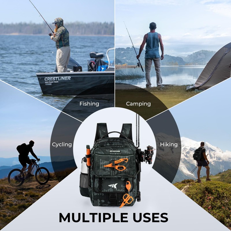 KastKing BaitSpace 50L Fishing Tackle Backpack with Removable Bait Binder