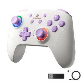 QIXNY RG P01 Wireless Game Controller for PC Steam Switch Android IOS, Bluetooth Gamepad with 600mAh Battery, RGB Effects Hall Effect Joystick, Hall Effect Trigger, Turbo, Dual Vibration Motor-White
