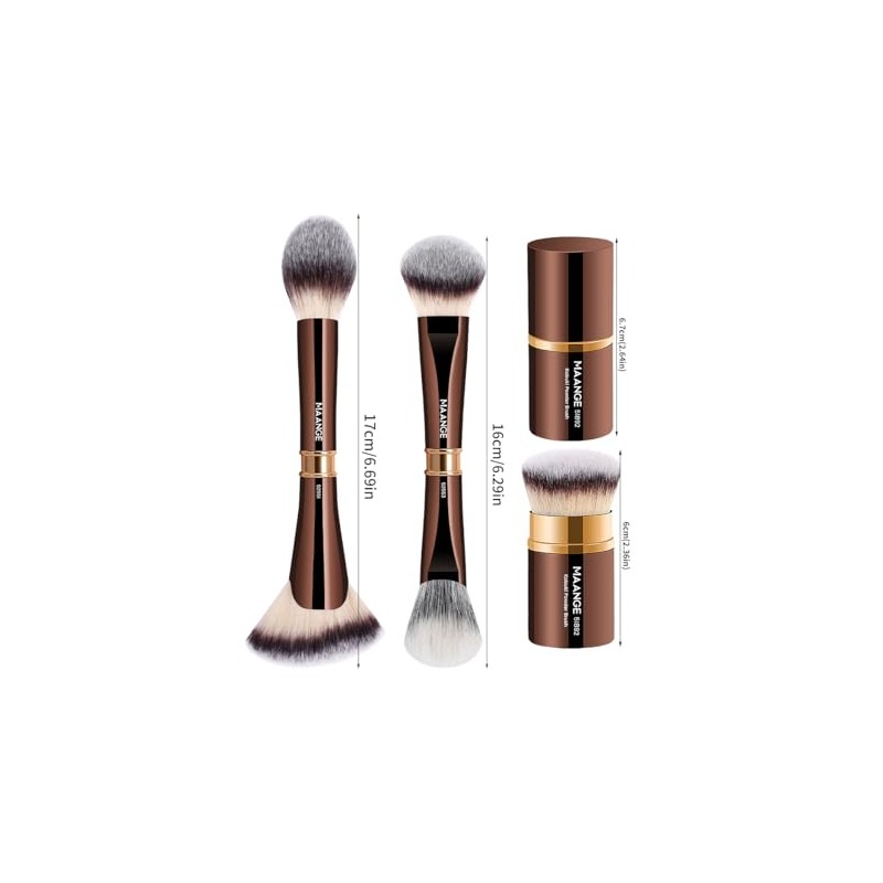 MAANGE 3 Piezas Brochas de Maquillaje Profesional Faciales de Aluminio