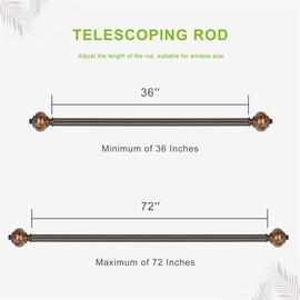 curtain rod 36-72 inch,1 inch Decorative,Polished Bronze Marbled Finial