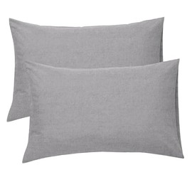 KHIM® 100% Soft Brushed Cotton Flannelette | Standard Housewife Pillowcase Pair | Pillowcase Pair - Silver