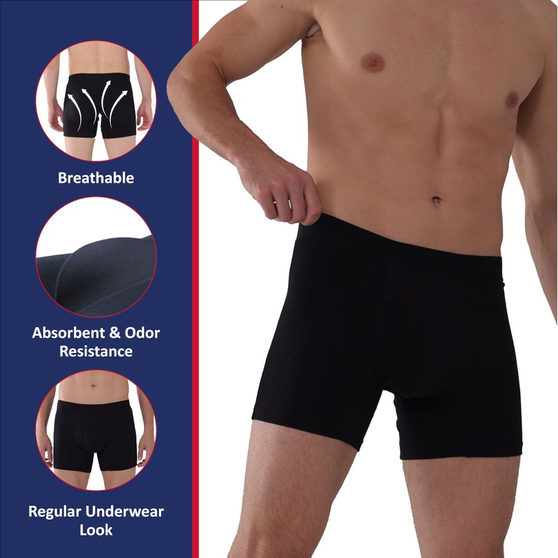KARSWATT Washable Absorbency Urinary Incontinence Underwear for Men 5" Inseam