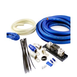 KIT 0 Gauge OFC Copper 4000 Watts Amplifier Installation Wiring Kit Car Amplifier Wiring Kit Type W Fuses Subwoofers Speakers AMP Dual Auxiliary Battery Isolator Chargers Cables Power & Ground Cable