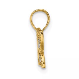 GlittersandGold 14k w/ Rhodium Diamond-cut Butterfly Charm Bracelet Necklace