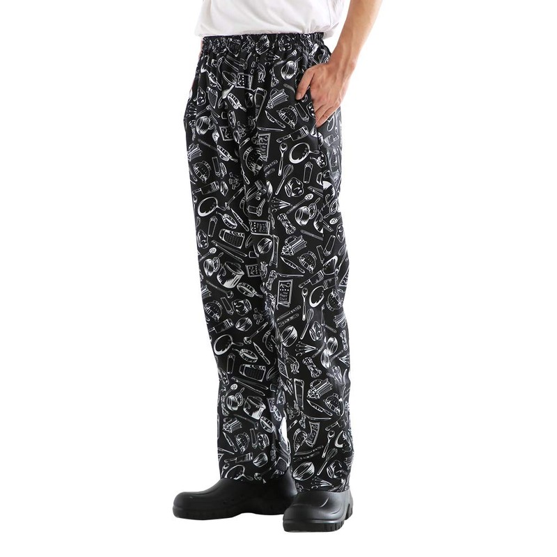 Men’s and Women's Baggy Printed Chef Pants Kitchen Uniforms with