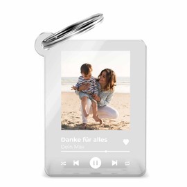 Key Fob in Song Cover Design with Photo and Desired Text Title - Artist or Name, Ideal Gift Idea for Valentine's Day