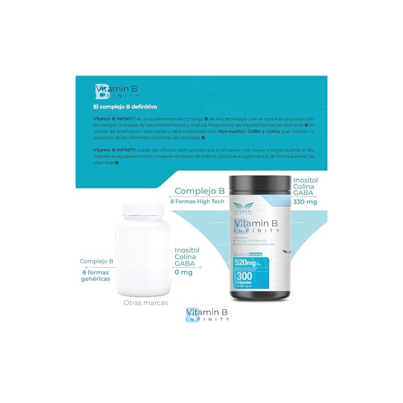 ETERNAL NUTRITION Infinity Complejo B Elevado (300 Cápsulas) | 11