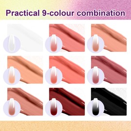 U-Shinein Gradient Painting Gel Set, 9 Colour Mixing Gel Nail Polish *2 Nail Sponge and a Metal Grabber and French Stickers Brush Ombre Nails Aura Nails, French Manicure DIY Nail Art Home Salon