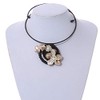 Avalaya Antique White Shell Flower Flex Wire Necklace/ 40cm L/Adjustable