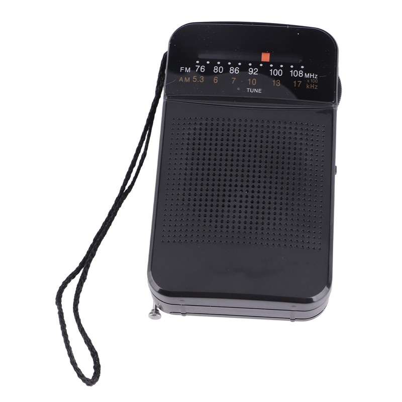Portable AM FM Radio Black Color Headset Pluggable Built in