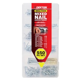 Dekton 550 Pcs Nail Assortment Kit - Steel Construction| Ideal for Professional Use, Carpentry & Woodworking| Durable & Reliable| Organised Case Included| Perfect for Home & Workshop