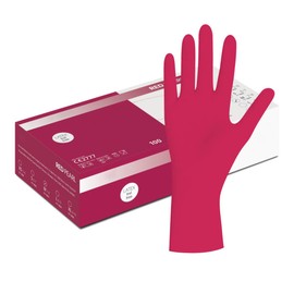 Nitrile Gloves in Size M, Pack of 100, Red, Nitrile Disposable Gloves, Single Gloves in Practical Dispenser Box, Ideal for Hygiene Areas - such as Food Industry, Cosmetics and Much More Latex-Free (M)